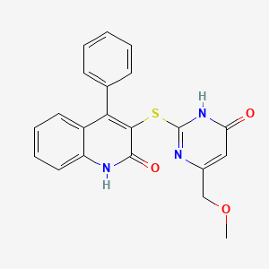 molecular formula C21H17N3O3S B6117643 3-{[4-HYDROXY-6-(METHOXYMETHYL)-2-PYRIMIDINYL]SULFANYL}-4-PHENYL-2(1H)-QUINOLINONE 