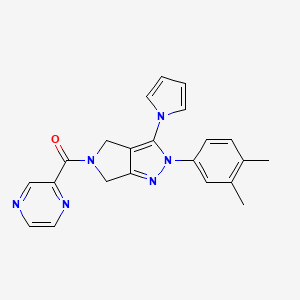 molecular formula C22H20N6O B611766 (2-(3,4-dimethylphenyl)-3-(1H-pyrrol-1-yl)pyrrolo[3,4-c]pyrazol-5(2H,4H,6H)-yl)(pyrazin-2-yl)methanone CAS No. 1286725-49-2