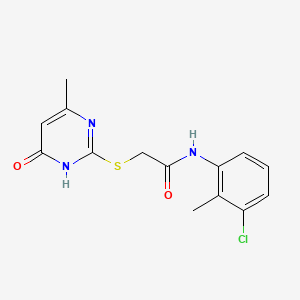 molecular formula C14H14ClN3O2S B6117663 N-(3-chloro-2-methylphenyl)-2-[(4-methyl-6-oxo-1,6-dihydropyrimidin-2-yl)sulfanyl]acetamide 