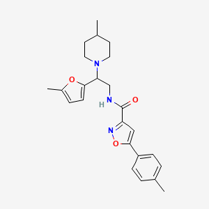 molecular formula C24H29N3O3 B6117852 N-[2-(5-methylfuran-2-yl)-2-(4-methylpiperidin-1-yl)ethyl]-5-(4-methylphenyl)-1,2-oxazole-3-carboxamide 