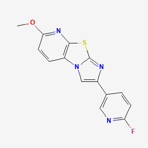 molecular formula C14H9FN4OS B611793 Imidazo(2',1':2,3)thiazolo(5,4-b)pyridine, 2-(6-fluoro-3-pyridinyl)-7-methoxy- CAS No. 1206721-12-1