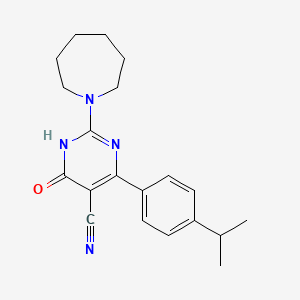molecular formula C20H24N4O B6117945 2-(Azepan-1-YL)-4-hydroxy-6-[4-(propan-2-YL)phenyl]pyrimidine-5-carbonitrile 