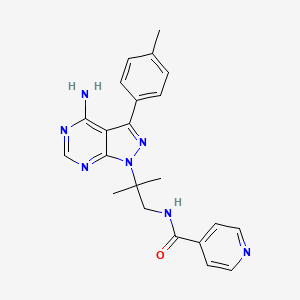molecular formula C22H23N7O B611805 N-(2-(4-amino-3-(p-tolyl)-1H-pyrazolo[3,4-d]pyrimidin-1-yl)-2-methylpropyl)isonicotinamide CAS No. 1354825-58-3