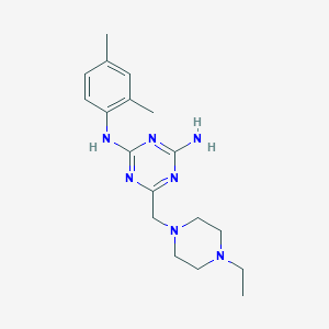 molecular formula C18H27N7 B6118098 N-(2,4-dimethylphenyl)-6-[(4-ethylpiperazin-1-yl)methyl]-1,3,5-triazine-2,4-diamine 