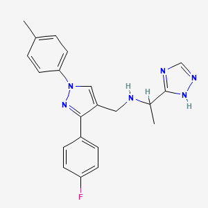 molecular formula C21H21FN6 B6118141 N-[[3-(4-fluorophenyl)-1-(4-methylphenyl)pyrazol-4-yl]methyl]-1-(1H-1,2,4-triazol-5-yl)ethanamine 