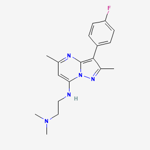 molecular formula C18H22FN5 B6118229 N-[2-(DIMETHYLAMINO)ETHYL]-3-(4-FLUOROPHENYL)-2,5-DIMETHYLPYRAZOLO[1,5-A]PYRIMIDIN-7-AMINE 