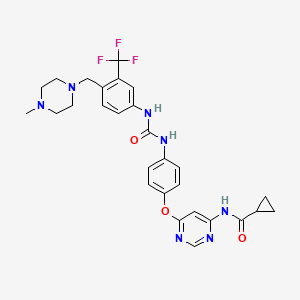 molecular formula C28H30F3N7O3 B611823 N-(6-{4-[({4-[(4-methylpiperazin-1-yl)methyl]-3-(trifluoromethyl)phenyl}carbamoyl)amino]phenoxy}pyrimidin-4-yl)cyclopropanecarboxamide CAS No. 1421227-52-2