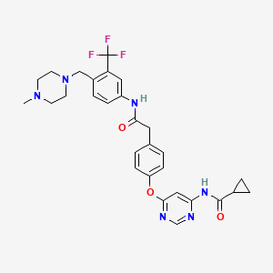 molecular formula C29H31F3N6O3 B611825 N-(6-(4-(2-((4-((4-Methylpiperazin-1-yl)methyl)-3-(trifluoromethyl)phenyl)amino)-2-oxoethyl)phenoxy)pyrimidin-4-yl)cyclopropanecarboxamide CAS No. 1421227-53-3