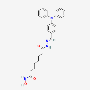 molecular formula C27H30N4O3 B611826 N'-hydroxy-N-[(E)-[4-(N-phenylanilino)phenyl]methylideneamino]octanediamide CAS No. 1206731-57-8