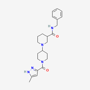 molecular formula C23H31N5O2 B6118332 N-benzyl-1-[1-(5-methyl-1H-pyrazole-3-carbonyl)piperidin-4-yl]piperidine-3-carboxamide 