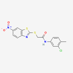 molecular formula C16H12ClN3O3S2 B6118385 N-(3-chloro-4-methylphenyl)-2-[(6-nitro-1,3-benzothiazol-2-yl)sulfanyl]acetamide 