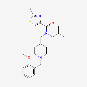 molecular formula C23H33N3O2S B6118399 N-[[1-[(2-methoxyphenyl)methyl]piperidin-4-yl]methyl]-2-methyl-N-(2-methylpropyl)-1,3-thiazole-4-carboxamide 