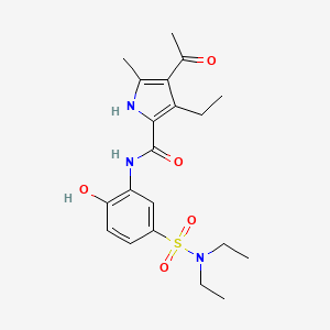 molecular formula C20H27N3O5S B611840 4-acetyl-N-[5-(diethylsulfamoyl)-2-hydroxyphenyl]-3-ethyl-5-methyl-1H-pyrrole-2-carboxamide CAS No. 1370888-71-3
