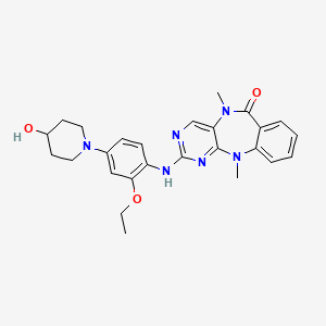 molecular formula C26H30N6O3 B611855 2-{[2-ethoxy-4-(4-hydroxypiperidin-1-yl)phenyl]amino}-5,11-dimethyl-5,11-dihydro-6H-pyrimido[4,5-b][1,4]benzodiazepin-6-one CAS No. 1234480-50-2