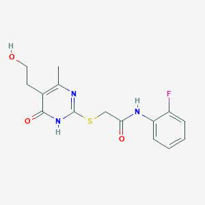 molecular formula C15H16FN3O3S B6118641 N-(2-fluorophenyl)-2-[[5-(2-hydroxyethyl)-4-methyl-6-oxo-1H-pyrimidin-2-yl]sulfanyl]acetamide 