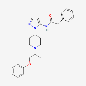 molecular formula C25H30N4O2 B6118681 N-[2-[1-(1-phenoxypropan-2-yl)piperidin-4-yl]pyrazol-3-yl]-2-phenylacetamide 