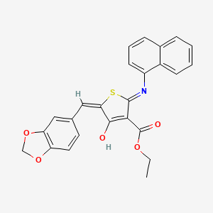 molecular formula C25H19NO5S B6118737 Ethyl (5E)-5-[(2H-1,3-benzodioxol-5-YL)methylidene]-2-[(naphthalen-1-YL)amino]-4-oxo-4,5-dihydrothiophene-3-carboxylate 