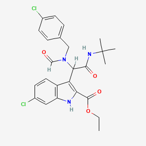 molecular formula C25H27Cl2N3O4 B611882 Ethyl 3-(2-(tert-butylamino)-1-(N-(4-chlorobenzyl)formamido)-2-oxoethyl)-6-chloro-1H-indole-2-carboxylate CAS No. 1364488-67-4