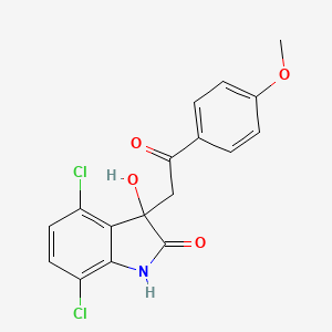 molecular formula C17H13Cl2NO B611886 4,7-dichloro-3-hydroxy-3-[2-(4-methoxyphenyl)-2-oxoethyl]-1H-indol-2-one CAS No. 1037184-44-3