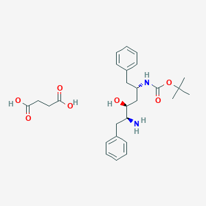 molecular formula C27H38N2O7 B061189 [2S,3S,5S]-2-Amino-3-hydroxy-5-tert-butyloxycarbonylamino-1,6-diphenylhexane succinate salt CAS No. 169870-02-4