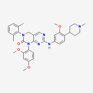 molecular formula C35H40N6O4 B611890 1-(2,4-dimethoxyphenyl)-3-(2,6-dimethylphenyl)-7-[3-methoxy-4-(1-methylpiperidin-4-yl)anilino]-4H-pyrimido[4,5-d]pyrimidin-2-one CAS No. 2172616-44-1
