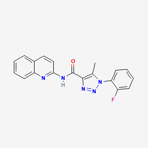 molecular formula C19H14FN5O B611909 1-(2-fluorophenyl)-5-methyl-N-quinolin-2-yltriazole-4-carboxamide CAS No. 2131223-69-1