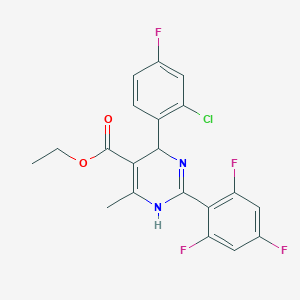 5-Pyrimidinecarboxylic acid, 4-(2-chloro-4-fluorophenyl)-1,4-dihydro-6-methyl-2-(2,4,6-trifluorophenyl)-, ethyl ester, (4R)-