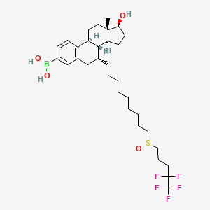 molecular formula C32H48BF5O4S B611925 [(7R,8R,9S,13S,14S,17S)-17-hydroxy-13-methyl-7-[9-(4,4,5,5,5-pentafluoropentylsulfinyl)nonyl]-6,7,8,9,11,12,14,15,16,17-decahydrocyclopenta[a]phenanthren-3-yl]boronic acid CAS No. 1853279-29-4