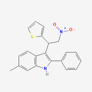 molecular formula C21H18N2O2S B611927 6-methyl-3-(2-nitro-1-(thiophen-2-yl)ethyl)-2-phenyl-1H-indole CAS No. 1998197-39-9