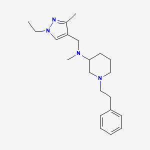 molecular formula C21H32N4 B6119275 N-[(1-ethyl-3-methylpyrazol-4-yl)methyl]-N-methyl-1-(2-phenylethyl)piperidin-3-amine 