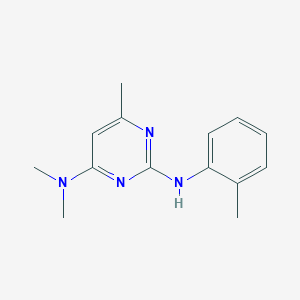 molecular formula C14H18N4 B6119282 N-[4-(DIMETHYLAMINO)-6-METHYL-2-PYRIMIDINYL]-N-(2-METHYLPHENYL)AMINE 