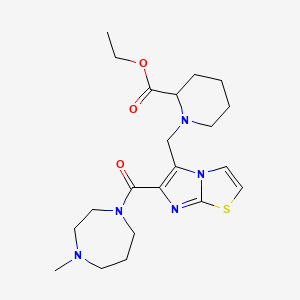 molecular formula C21H31N5O3S B6119331 Ethyl 1-[[6-(4-methyl-1,4-diazepane-1-carbonyl)imidazo[2,1-b][1,3]thiazol-5-yl]methyl]piperidine-2-carboxylate 