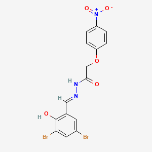molecular formula C15H11Br2N3O5 B6119338 N-[(E)-(3,5-dibromo-2-hydroxyphenyl)methylideneamino]-2-(4-nitrophenoxy)acetamide 