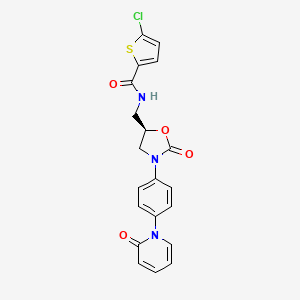 molecular formula C20H16ClN3O4S B611937 5-chloro-N-[[(5R)-2-oxo-3-[4-(2-oxopyridin-1-yl)phenyl]-1,3-oxazolidin-5-yl]methyl]thiophene-2-carboxamide CAS No. 1378266-98-8