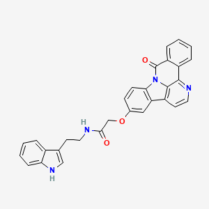 molecular formula C30H22N4O3 B611941 N-(2-(1H-indol-3-yl)ethyl)-2-((8-oxo-8H-benzo[c]indolo[3,2,1-ij][1,5]naphthyridin-12-yl)oxy)acetamide CAS No. 904514-73-4