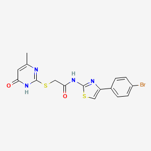 molecular formula C16H13BrN4O2S2 B6119453 N-[4-(4-bromophenyl)-1,3-thiazol-2-yl]-2-[(4-methyl-6-oxo-1,6-dihydropyrimidin-2-yl)sulfanyl]acetamide 