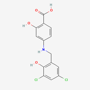 molecular formula C14H11Cl2NO4 B611955 4-((3,5-Dichloro-2-hydroxybenzyl)amino)-2-hydroxybenzoic acid CAS No. 1181226-02-7