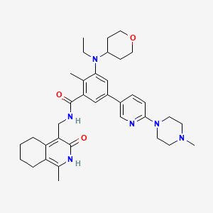 molecular formula C36H48N6O3 B611958 3-[ethyl(oxan-4-yl)amino]-2-methyl-N-[(1-methyl-3-oxo-5,6,7,8-tetrahydro-2H-isoquinolin-4-yl)methyl]-5-[6-(4-methylpiperazin-1-yl)pyridin-3-yl]benzamide CAS No. 1826865-46-6