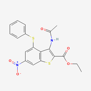 molecular formula C19H16N2O5S2 B6119592 ETHYL 3-ACETAMIDO-6-NITRO-4-(PHENYLSULFANYL)-1-BENZOTHIOPHENE-2-CARBOXYLATE 