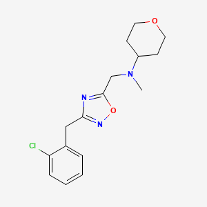 molecular formula C16H20ClN3O2 B6119646 N-[[3-[(2-chlorophenyl)methyl]-1,2,4-oxadiazol-5-yl]methyl]-N-methyloxan-4-amine 