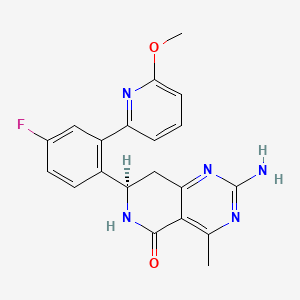 molecular formula C20H18FN5O2 B611965 (R)-2-Amino-7-(4-fluoro-2-(6-methoxypyridin-2-yl)phenyl)-4-methyl-7,8-dihydro-6H-pyrido(4,3-d)pyrimidin-5-one CAS No. 934343-74-5