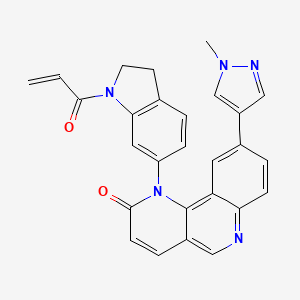 molecular formula C27H21N5O2 B611972 9-(1-Methyl-4-pyrazolyl)-1-[1-(1-oxoprop-2-enyl)-2,3-dihydroindol-6-yl]-2-benzo[h][1,6]naphthyridinone CAS No. 1469988-75-7
