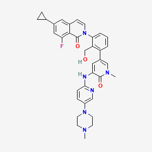 molecular formula C35H35FN6O3 B611973 6-Cyclopropyl-8-fluoro-2-[2-(hydroxymethyl)-3-[1-methyl-5-[[5-(4-methylpiperazin-1-yl)pyridin-2-yl]amino]-6-oxopyridin-3-yl]phenyl]isoquinolin-1-one CAS No. 1242156-23-5