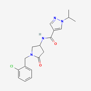 molecular formula C18H21ClN4O2 B6119741 N-[1-[(2-chlorophenyl)methyl]-5-oxopyrrolidin-3-yl]-1-propan-2-ylpyrazole-4-carboxamide 
