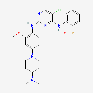 molecular formula C26H34ClN6O2P B611979 (2-((5-Chloro-2-((4-(4-(dimethylamino)piperidin-1-yl)-2-methoxyphenyl)amino)pyrimidin-4-yl)amino)phenyl)dimethylphosphine oxide CAS No. 1197958-12-5