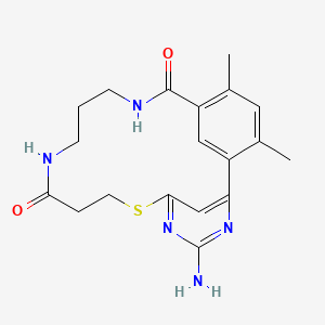 molecular formula C19H23N5O2S B611980 4-Amino-18,20-Dimethyl-7-Thia-3,5,11,15-Tetraazatricyclo[15.3.1.1(2,6)]docosa-1(20),2,4,6(22),17(21),18-Hexaene-10,16-Dione CAS No. 1052645-73-4