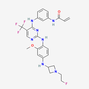 molecular formula C26H27F4N7O2 B611981 N-(3-((2-((4-((1-(2-fluoroethyl)azetidin-3-yl)amino)-2-methoxyphenyl)amino)-5-(trifluoromethyl)pyrimidin-4-yl)amino)phenyl)acrylamide CAS No. 1375465-09-0