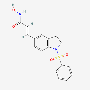 molecular formula C17H16N2O4S B611987 3-(1-(Benzenesulfonyl)-2,3-dihydro-1H-indol-5-yl)-N-hydroxyacrylamide CAS No. 1338320-94-7
