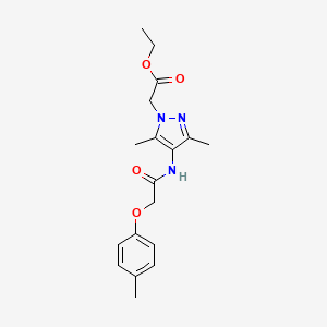molecular formula C18H23N3O4 B6119953 ETHYL 2-{3,5-DIMETHYL-4-[2-(4-METHYLPHENOXY)ACETAMIDO]-1H-PYRAZOL-1-YL}ACETATE 