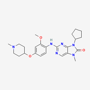 molecular formula C24H32N6O3 B611999 9-环戊基-2-[[2-甲氧基-4-[(1-甲基哌啶-4-基)氧基]-苯基]氨基]-7-甲基-7,9-二氢-8H-嘌呤-8-酮 CAS No. 1124329-14-1
